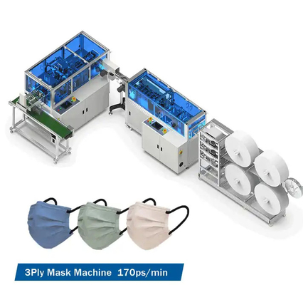 Attrezzatura per la produzione di maschere mediche automatizzate ad alta velocità 170 pezzi / min